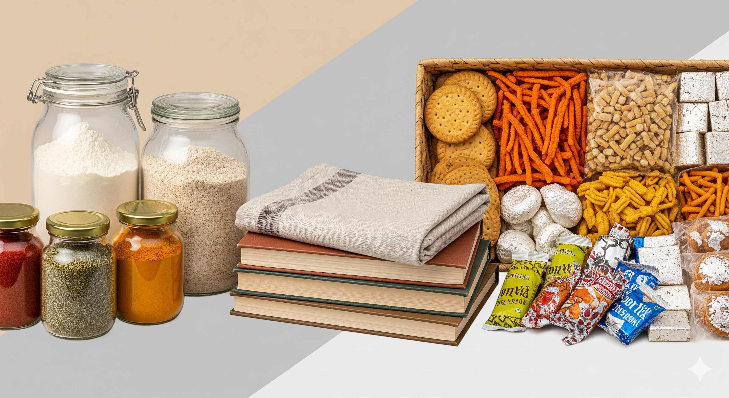 Flour, Spices, Books, and Dry Snacks